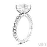 1/10 Ctw Princess Shape Round Cut Diamond Semi-Mount Engagement Ring in 14K White Gold