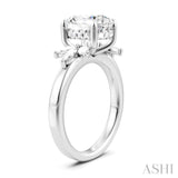 1/2 Ctw Akari Oval Shape Marquise and Round Cut Diamond Semi-Mount Engagement Ring in 14K White Gold