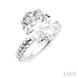 1/10 Ctw Oval Shape Round Cut Diamond Semi-Mount Engagement Ring in 14K White Gold
