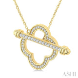 1/3 Ctw Clover Frame Round Cut Diamond Fashion Toggle Necklace in 10K Yellow Gold