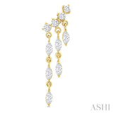3/4 Ctw Mini Chandelier Marquise and Round Cut Diamond Fashion Earrings in 14K Yellow Gold
