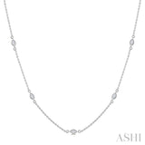 1/2 Ctw Marquise Cut Diamond Station Necklace in 14K White Gold