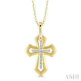 1/20 Ctw Roman Cross Round Cut Diamond Fashion Pendant With Chain in Yellow Gold Vermeil
