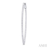 1 Ctw Inside & Outside Round Cut Diamond Hoop Earrings in 14K White Gold