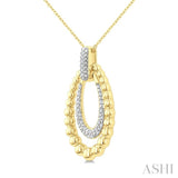 1/10 Ctw Bold Double Oval Ball Bead & Round Cut Bead Bijoux Diamond Fashion Pendant With Chain in Yellow Gold Vermeil