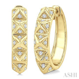 1/4 Ctw Pyramid Accent Round Cut Diamond Fashion Hoop Earrings in 10K Yellow Gold
