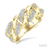 1/20 Ctw Round Cut Diamond Bold Cuban Link Ring in Yellow Gold Vermeil