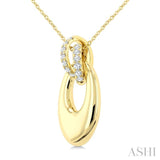 1/3 Ctw Interlocked Circle Round Cut Diamond Oval Shaped Aeris Gold Fashion Pendant With Chain in 14K Yellow Gold