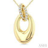 1/3 Ctw Interlocked Circle Round Cut Diamond Oval Shaped Aeris Gold Fashion Pendant With Chain in 14K Yellow Gold