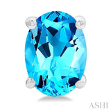 7X5 MM Oval Cut Blue Topaz Semi-Precious Stud Earrings in 14K White Gold
