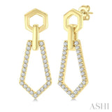 1/3 Ctw Hexagon & Pentagon Link Round Cut Diamond Fashion Earrings in 10K Yellow Gold