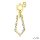 1/3 Ctw Hexagon & Pentagon Link Round Cut Diamond Fashion Earrings in 10K Yellow Gold