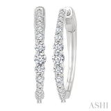 3/4 Ctw Graduated Round Cut Diamond Riviera Hoop Earrings in 14K White Gold