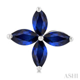 5X2.5 MM Marquise Shape Sapphire Floral Precious Earrings in 10K White Gold