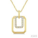 1/10 Ctw Nested Octagonal Frame Round Cut Golden Glow Diamond Fashion Drop Petite Pendant With Chain in 10K Yellow Gold