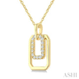 1/10 Ctw Nested Octagonal Frame Round Cut Golden Glow Diamond Fashion Drop Petite Pendant With Chain in 10K Yellow Gold