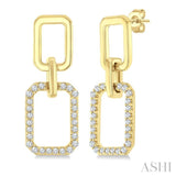 1/3 Ctw Octagonal Shape Link Round Cut Diamond Fashion Earrings in 10K Yellow Gold