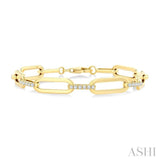 3/4 Ctw Paperclip Link Round Cut Diamond Aeris Gold Fashion Bracelet in 14K Yellow Gold