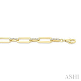 3/4 Ctw Paperclip Link Round Cut Diamond Aeris Gold Fashion Bracelet in 14K Yellow Gold