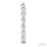 2 Ctw Emerald Cut Diamond Inside Out Fashion Hoop Earrings in 14K White Gold