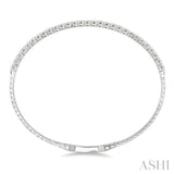 2 Ctw Round Cut Diamond Halfway Straight Flex Bangle in 14K White Gold