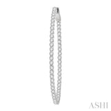 2 Ctw Inside & Outside Round Cut Diamond Hoop Earrings in 14K White Gold