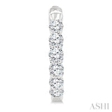2 Ctw Inside & Out Round Cut Diamond Fashion Hoop Earrings in 14K White Gold