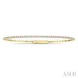 1 Ctw Round Cut Diamond Full way Straight Flex Bangle in 14K Yellow Gold