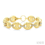 5/8 Ctw Bold Mariner Link Round Cut Diamond Aeris Gold Fashion Bracelet in 14K Yellow Gold