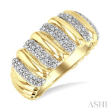 1/10 Ctw Bold Ribbed Swirl Round Cut Diamond Pirouette Fashion Wide Band in Yellow Gold Vermeil
