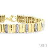 1/6 Ctw Bold Ribbed Round Cut Diamond Pirouette Fashion Bracelet in Yellow Gold Vermeil