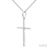 1/10 Ctw Cross Round Cut Diamond Fashion Pendant With Chain in 10K White Gold