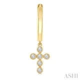 1/10 Ctw Round Cut Diamond Cross Petite Huggie Earrings in 10K Yellow Gold