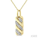 1/10 Ctw Bold Ribbed Swirl Round Cut Diamond Pirouette Fashion Pendant With Chain in Yellow Gold Vermeil