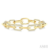 3 Ctw Open Window Hexagon Link Round Cut Diamond Aeris Gold Fashion Bracelet in 14K Yellow Gold