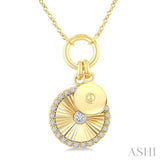 1/6 Ctw Fluted Circle Charm Round Cut Diamond Pirouette Fashion Pendant With Chain in 10K Yellow and White Gold