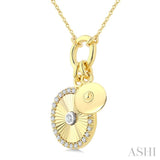 1/6 Ctw Fluted Circle Charm Round Cut Diamond Pirouette Fashion Pendant With Chain in 10K Yellow and White Gold
