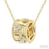 1/6 Ctw Clover Motif Round Cut Diamond Bead Bijoux Rondelle Fashion Pendant With Chain in 14K Yellow Gold