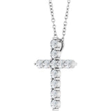 14K White Gold 3/8 CTW Natural Diamond Cross 16-18" Necklace