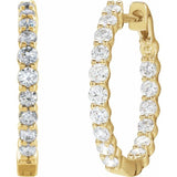 14K Yellow Gold 1 CTW Lab-Grown Diamond Inside-Outside Hinged 19.3 mm Hoop Earrings
