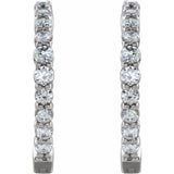 14K White Gold 1 CTW Lab-Grown Diamond Inside-Outside Hinged 19.3 mm Hoop Earrings