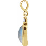 14K Yellow Gold 6x4 mm Natural Rainbow Moonstone & .015 CT Natural Diamond Pendant
