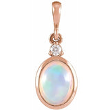 14K Rose Gold 6x4 mm Natural Ethiopian Opal & .015 CT Natural Diamond Pendant