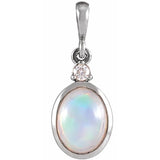 Platinum 6x4 mm Natural Ethiopian Opal & .03 CT Natural Diamond Pendant