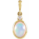 14K Yellow Gold 6x4 mm Natural Ethiopian Opal & .015 CT Natural Diamond Pendant