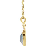 14K Yellow Gold 8x6 mm Natural Rainbow Moonstone & .03 CT Natural Diamond 16-18" Necklace