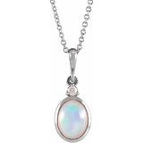 Platinum 8x6 mm Natural Ethiopian Opal & .03 CT Natural Diamond 16-18" Necklace