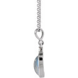 Sterling Silver 6x4 mm Natural Rainbow Moonstone & .015 CT Natural Diamond 16-18" Necklace