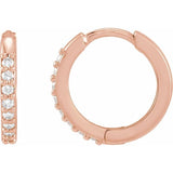 14K Rose Gold 1/8 CTW Natural Diamond Hinged 12.5 mm Hoop Earrings