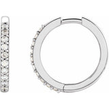 Sterling Silver 1/6 CTW Natural Diamond Hinged 15 mm Hoop Earrings